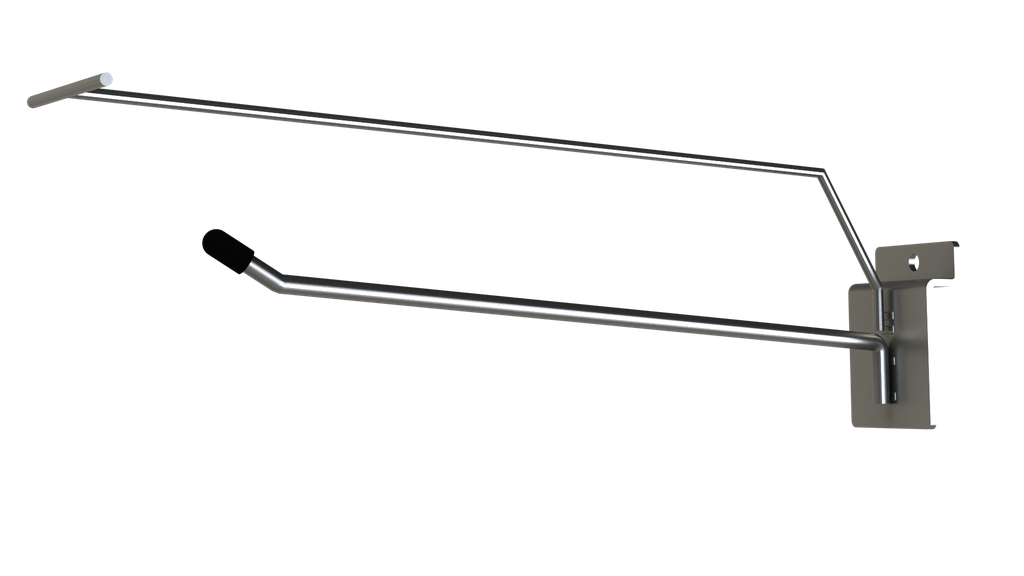 producthaak voor groevenpaneel 200mm + prijsstang (chroom)