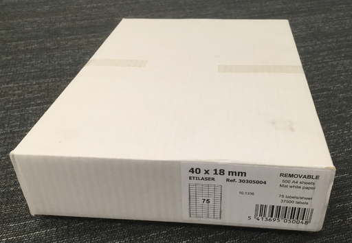 [Etilaser removable] Etiquettes 500-75 (40x18mm) removable (Etilaser)