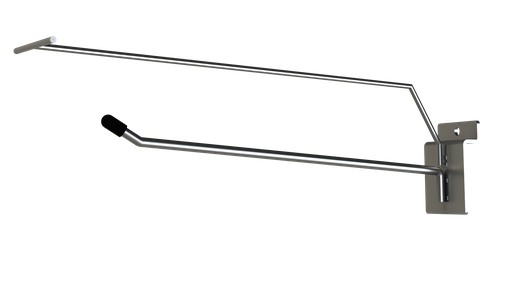 [60-02-01] producthaak voor groevenpaneel 200mm + prijsstang (chroom)